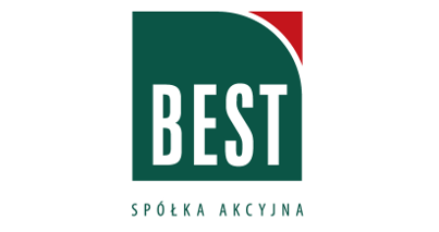 Logo z napisami "BEST SPÓŁKA AKCYJNA" na zielonym tle.