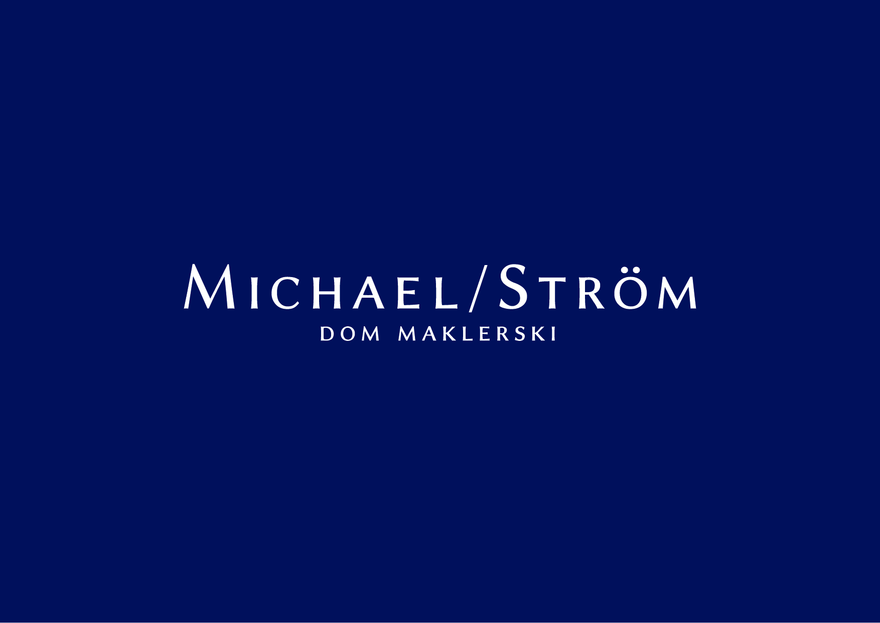 Logo na granatowym tle z białym napisem „Michael/Ström" u góry i „Dom Maklerski" poniżej.