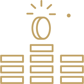 Złota ikona tarczy z okręgiem pośrodku na białym tle. Strzałki w narożnikach tarczy wskazują kierunki.